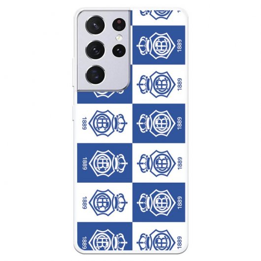 Funda del Recre Patrón Escudos Cuadrados Licencia Oficial Real Club Recreativo de Huelva para Samsung Galaxy S21 Ultra