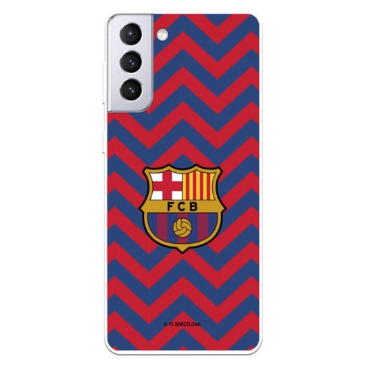 Funda del Barcelona Escudo Fondo Zigzag Rojo y Azul Licencia Oficial FC Barcelona para Samsung Galaxy S21 Plus