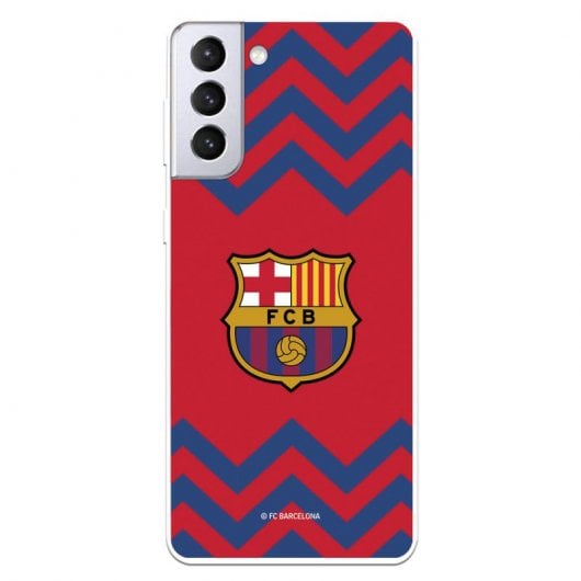 Funda del Barcelona Escudo Medio Zigzag Rojo y Azul Licencia Oficial FC Barcelona para Samsung Galaxy S21 Plus