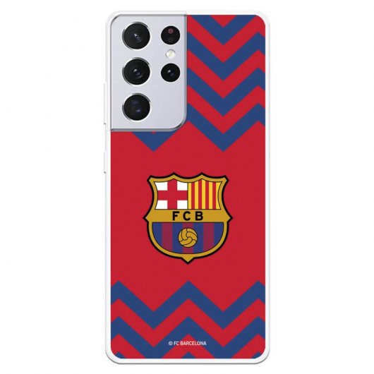 Funda del Barcelona Escudo Medio Zigzag Rojo y Azul Licencia Oficial FC Barcelona para Samsung Galaxy S21 Ultra
