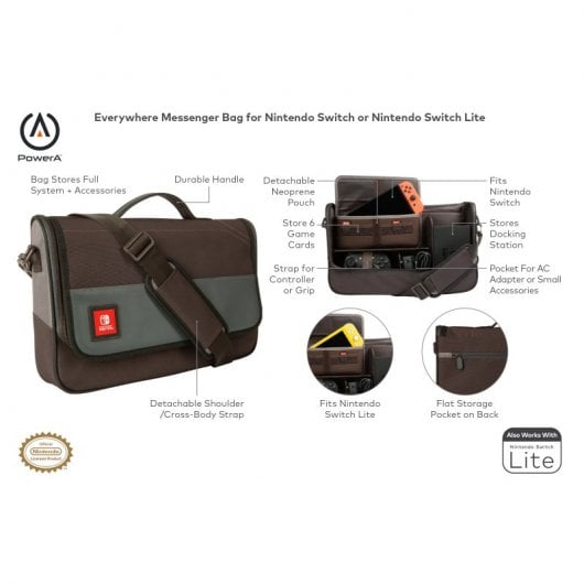 PowerA Everywhere Messenger Bag Nintendo Marrone, Grigio