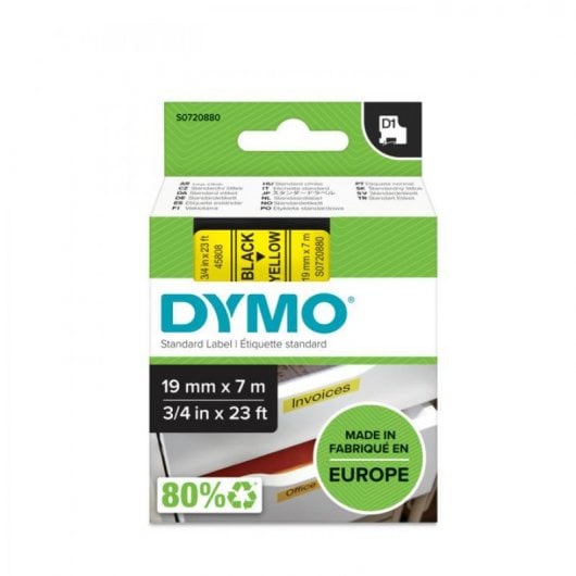 Etichette in poliestere Dymo D1 19 mm x 7 m Nero/Giallo