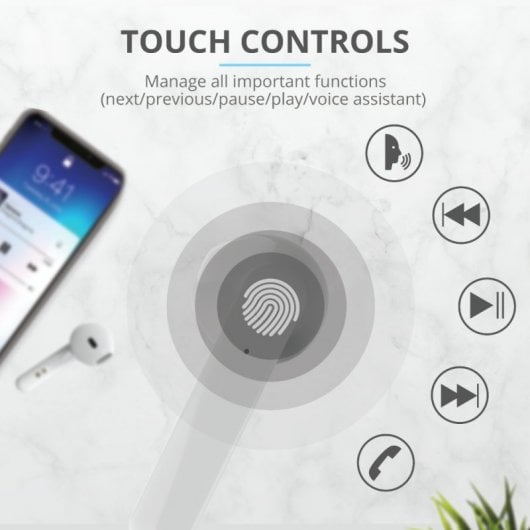 Trust Primo Touch Auricolare True Wireless Stereo (TWS) In-ear Musica e Chiamate Bluetooth Bianco