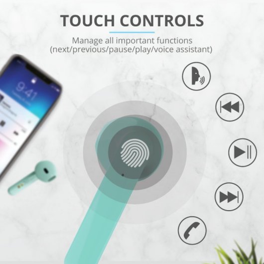 Trust Primo Touch Auriculares Bluetooth Turquesa