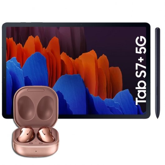 Samsung Pack Galaxy Tab S7 Plus 12.4" 256GB 5G Negra + Galaxy Buds Live Bronce