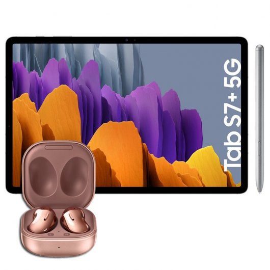 Samsung Pack Galaxy Tab S7 Plus 12.4" 8GB/256GB 5G Prateado + Galaxy Buds Live Bronze