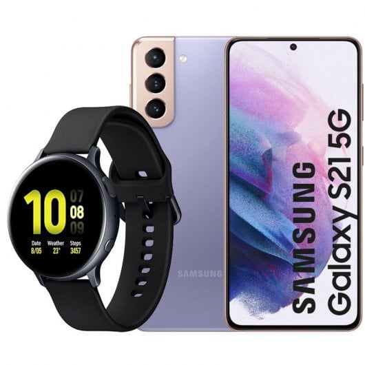Samsung Pack Galaxy S21 5G 128GB 6,2'' Violeta + Galaxy Watch Active2 Bluetooth 44 mm Alumínio Preto