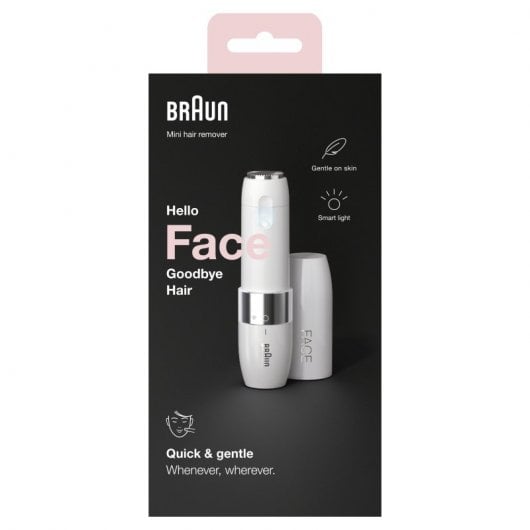 Braun Face FS1000 Mini Depilatore Donna, Depilazione Elettrica Viso, Facile E Veloce, Tocco Finale Per Baffetti, Mento E Guance, Per Un Make-up Più Semplice, Ideale In Viaggio, Con Luce Smartlight, Bianco