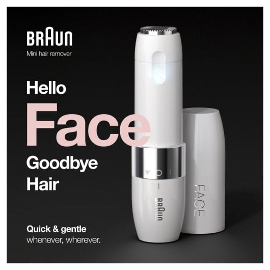 Braun Face FS1000 Mini Depilatore Donna, Depilazione Elettrica Viso, Facile E Veloce, Tocco Finale Per Baffetti, Mento E Guance, Per Un Make-up Più Semplice, Ideale In Viaggio, Con Luce Smartlight, Bianco