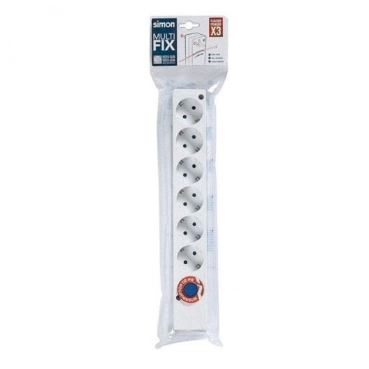 Régua de tomadas Simon Multifix 6 Tomadas com Interruptor Branco instalação flexível