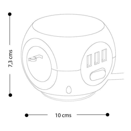 Multiprise Simon CombiBall 3 Prises 3 USB Charge Induction 1,4 m Antidérapant
