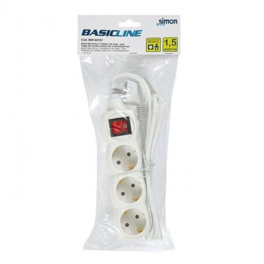 Multiprise Simon Brico 3 Prises avec Interrupteur et Câble 1,5 m Protection Terre