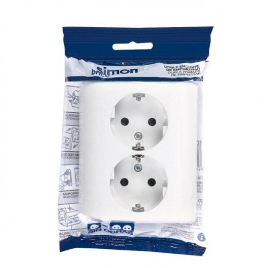Simon Brico Base Enchufe de Pared Doble Empotrable Blanco