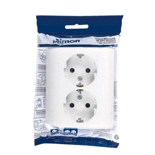 Régua de tomadas Simon Brico 2 Tomadas Schuko Embutir Proteção Crianças 16A 250V
