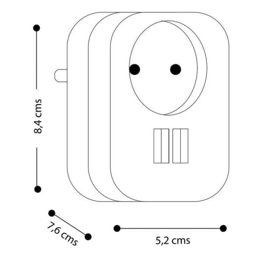 Simon Brico Adaptador de Corriente + 2 USB Gris