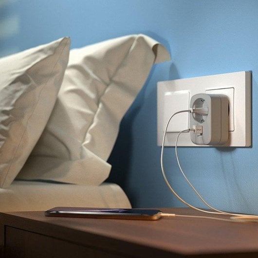 Simon Brico Adaptador de Corriente + 2 USB Gris