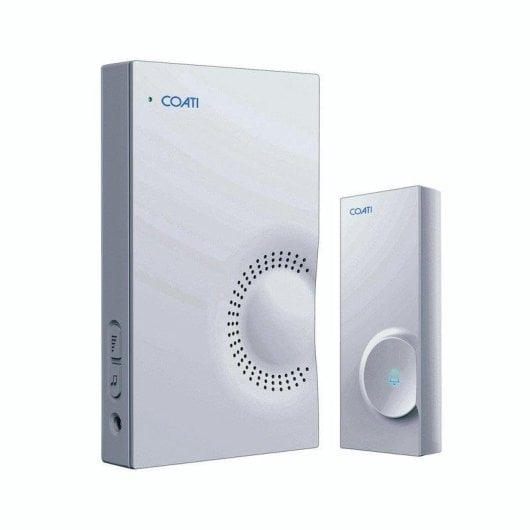 Campainha Sem Fios Coati Kit Pulsador 48 Melodias 100m Branco IP44