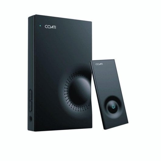 Timbre Coati Portátil com Pulsador 48 Melodias IP44 Preto 150m