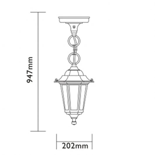 Luxform Orlando Farola Colgante 60W E27 Negra