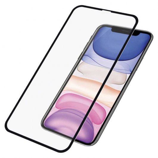 Protecteur en verre trempé antibactérien Panzer Glass noir pour iPhone XR/11
