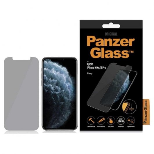 Pellicola protettiva in vetro temperato antibatterico Panzer Glass Privacy nera per iPhone X/Xs/11 Pro