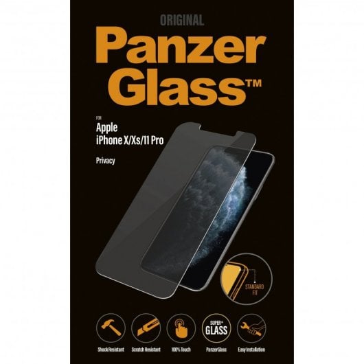 Panzer Glass Privacy Protector Cristal Templado Antibacteriano Negro para iPhone X/Xs/11 Pro