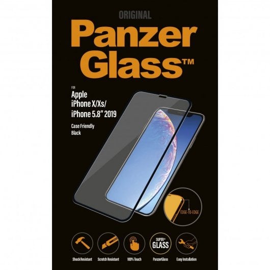 Panzer Glass Protector Cristal Templado Antibacteriano Negro para iPhone X/Xs/11 Pro