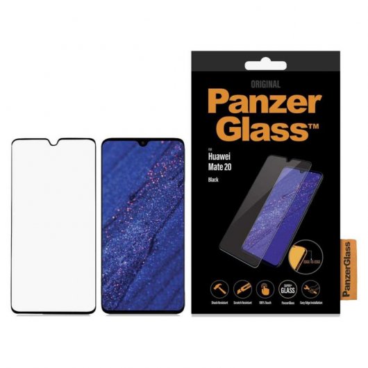 Panzer Glass Protector Cristal Templado Antibacteriano Negro para Huawei Mate 20
