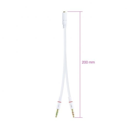Nanocable Cable Audio Jack 3.5 a 2xJack 3.5 Macho/Hembra 20cm Blanco