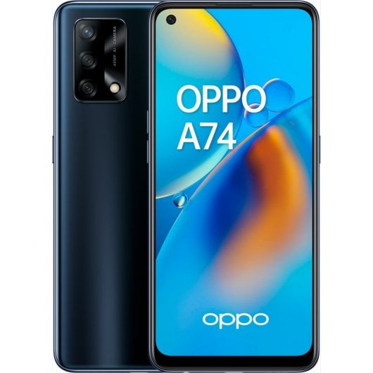 OPPO A74 Smartphone, 175g, Display 6.43" FHD+ AMOLED, 4 Fotocamere 48MP, RAM 6GB ESPANDIBILE FINO A 11GB+ROM 128GB, Batteria 5000mAh, Ricarica rapida, Dual Sim, [Versione Italiana], Prism Black