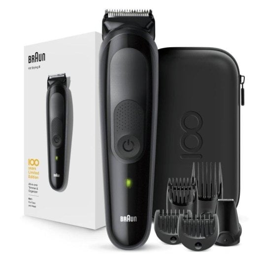 Máquina de Cortar Cabelo Multifunções Braun MGK5 Sem Fios 21mm 100min 4 Pentes Carga Rápida