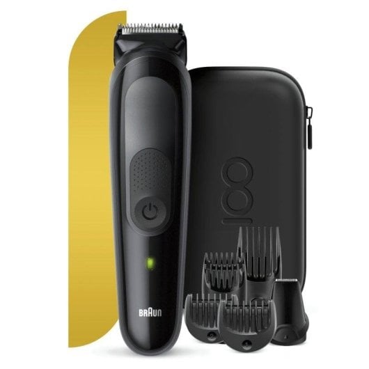 Máquina de Cortar Cabelo Multifunções Braun MGK5 Sem Fios 21mm 100min 4 Pentes Carga Rápida
