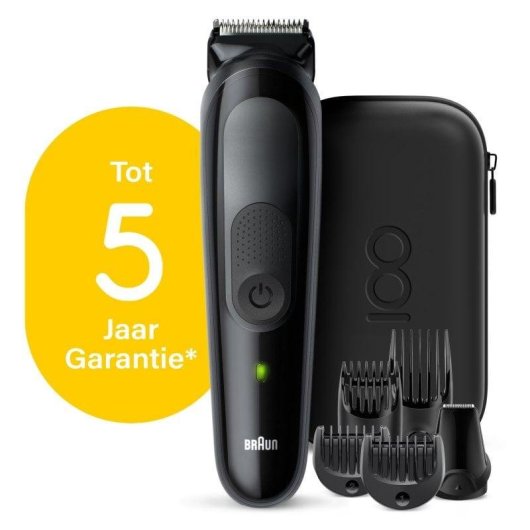 Máquina de Cortar Cabelo Multifunções Braun MGK5 Sem Fios 21mm 100min 4 Pentes Carga Rápida