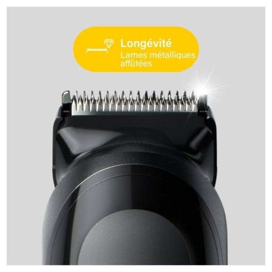 Máquina de Cortar Cabelo Multifunções Braun MGK5 Sem Fios 21mm 100min 4 Pentes Carga Rápida