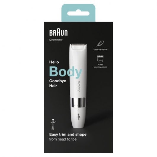 Braun Mini Rifinitore Corpo BS1000, Rifinitore Elettrico Corpo Uomo E Donna, Bianco