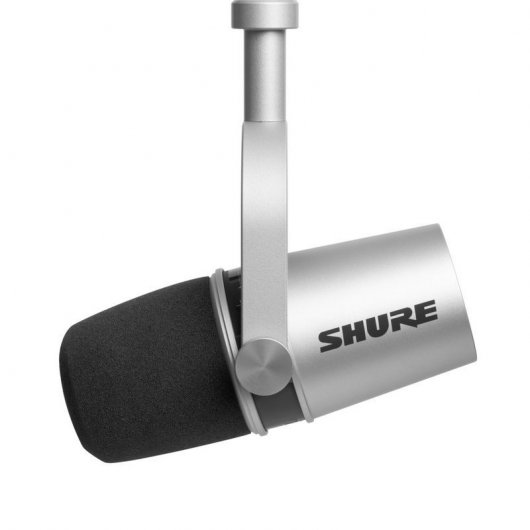 Pack Shure MV7 Micrófono Dinámico para Podcast XLR/USB Plateado + Euromet Soporte de Sobremesa
