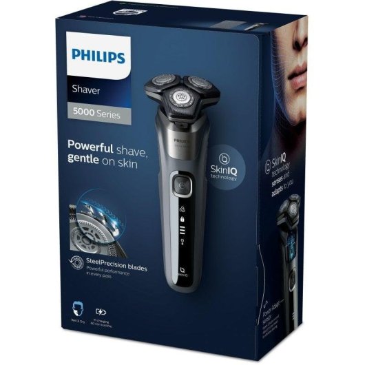 Rasoir pour Visage Philips Shaver Series 5000 S5587/10 Sans Fil 60min Sec et Mouillé 3 Têtes Flexibles Charge Rapide