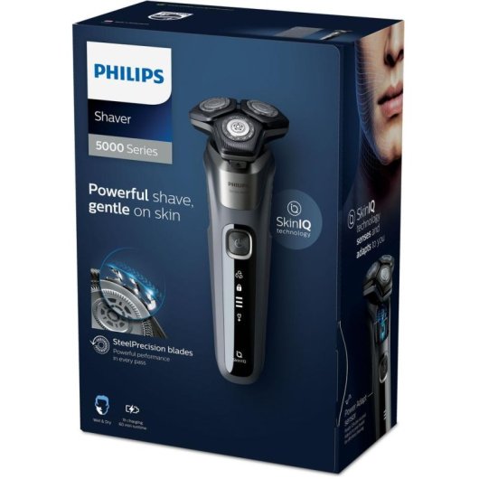 Rasoir pour Visage Philips Shaver Series 5000 S5587/10 Sans Fil 60min Sec et Mouillé 3 Têtes Flexibles Charge Rapide