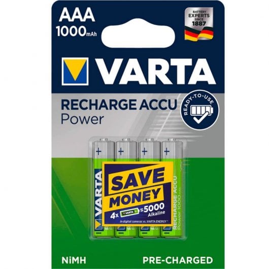 Varta Cargador de Pilas AA/AAA + 4 Pilas Recargables 1000 mAh AAA