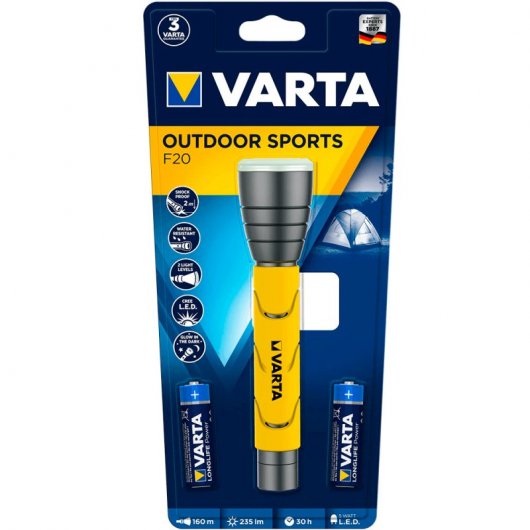 Varta Pack de Linterna Outdoor LED de 5 W + Longlife Pack de 10 Pilas Alcalinas AA LR6 1.5V