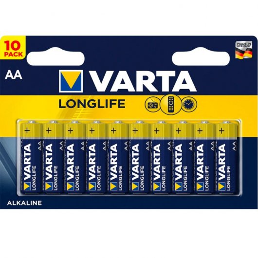 Varta Pack de Linterna Outdoor LED de 5 W + Longlife Pack de 10 Pilas Alcalinas AA LR6 1.5V