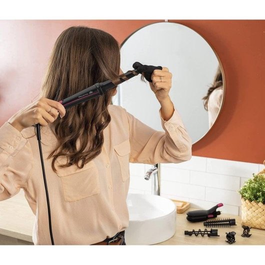 Modelador Multifuncional Rowenta Infinite Looks CF4222 48W Cerâmica 190°C 9 Acessórios Preto Rosa