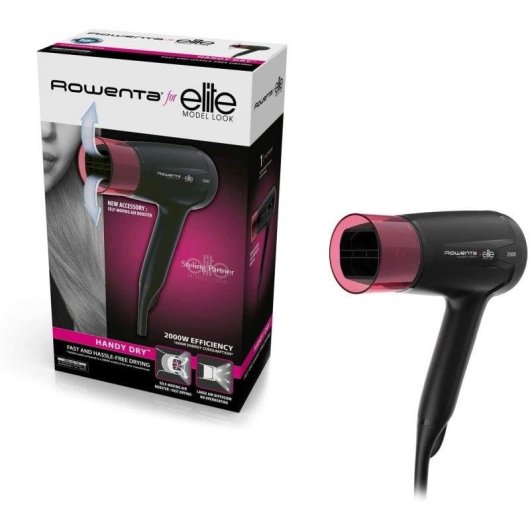Secador de Cabelo Compacto Rowenta Handry Dry 1600W 2 Temperaturas 2 Velocidades Preto Rosa