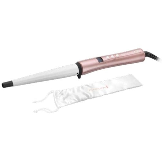 Boucleur Conique Remington Rose Luxe CI9525 Céramique Ionique 13-25 mm 130-210°C 9 Températures Arrêt Automatique Rose et Blanc