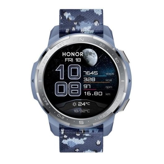 Honor Watch GS Pro Bluetooth GPS 46mm AMOLED Camouflage Bleu M Étanche 5ATM SpO2 Pulsomètre
