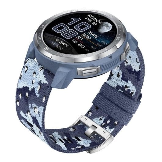 Honor Watch GS Pro Bluetooth GPS 46mm AMOLED Camouflage Bleu M Étanche 5ATM SpO2 Pulsomètre