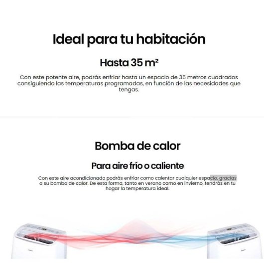 Aire Acondicionado Portátil Infiniton PAC-W12 3.520 Frigorías A+ Bomba de Calor WiFi Mando a Distancia