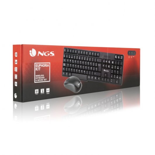 NGS Euphoria Kit Teclado Qwerty Español + Ratón Inalámbricos 2.4 GHz Negro