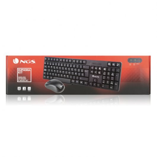 NGS Euphoria Kit Teclado Qwerty Español + Ratón Inalámbricos 2.4 GHz Negro