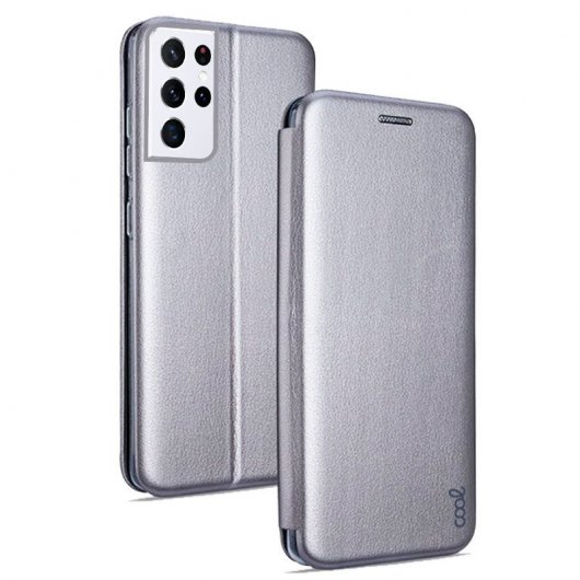 Cool Funda Flip Cover Elegance Plata para Samsung Galaxy S21 Ultra